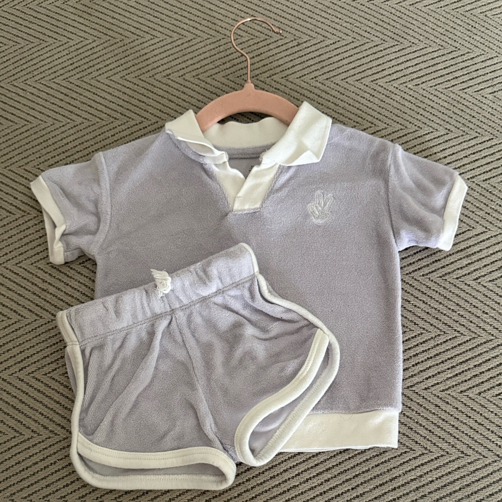 Lavender Polo Shirt and Shorts Set Lauren Conrad Terry Cloth Polo
